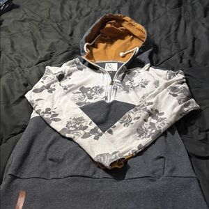 Gray & Cream Floral Hoodie